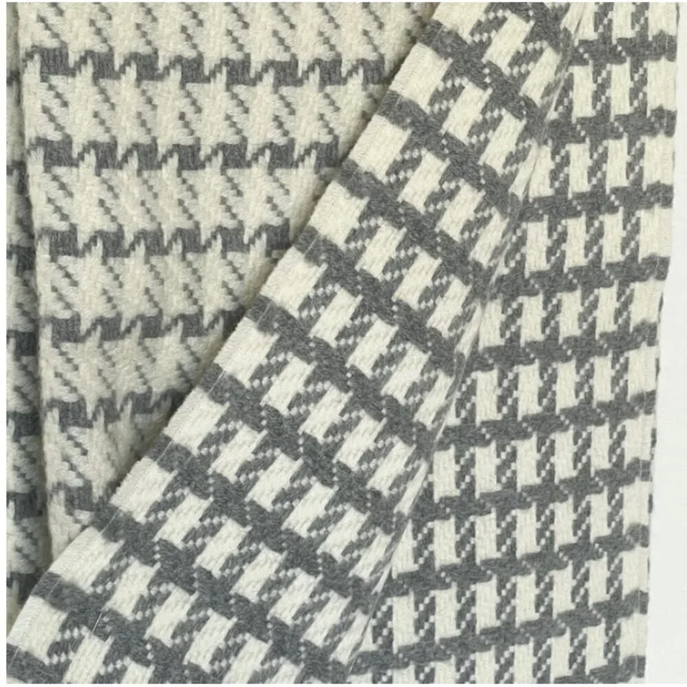 ARTZNL 100% Baby Alpaca Houndstooth Throw Blanket Large Soft Warm Luxury Gray